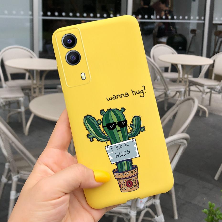 For Vivo Y53S 5G Case Vivo Y72 5G V2041 Phone Cover Silicone Cactus Soft Funda For Vivo Y52 Y 53s Y72 5G Sunflower TPU Bumper