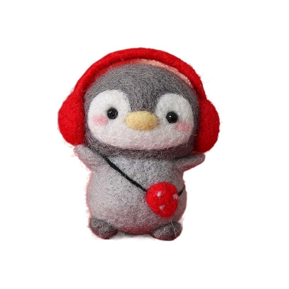 Toys Beginner Material Kit Penguin Wool Needle Felt Kit Unfinished Felt Kit Penguin Cartoon Toy