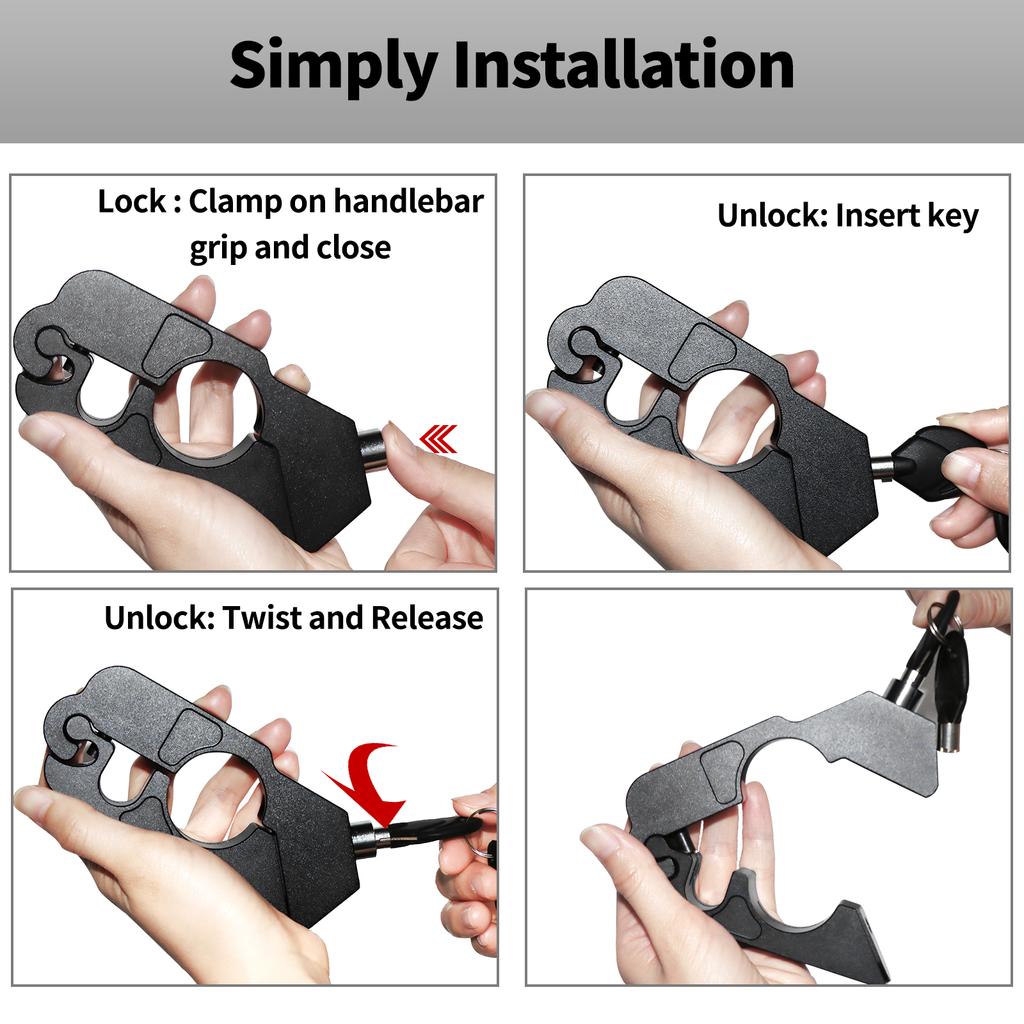 Motorcycle Universal CNC Lock Handlebar Brake Handle Solid Lock Imitating Steal Lock Pull Rod ATV Dirt Street Bikes Anti Theft