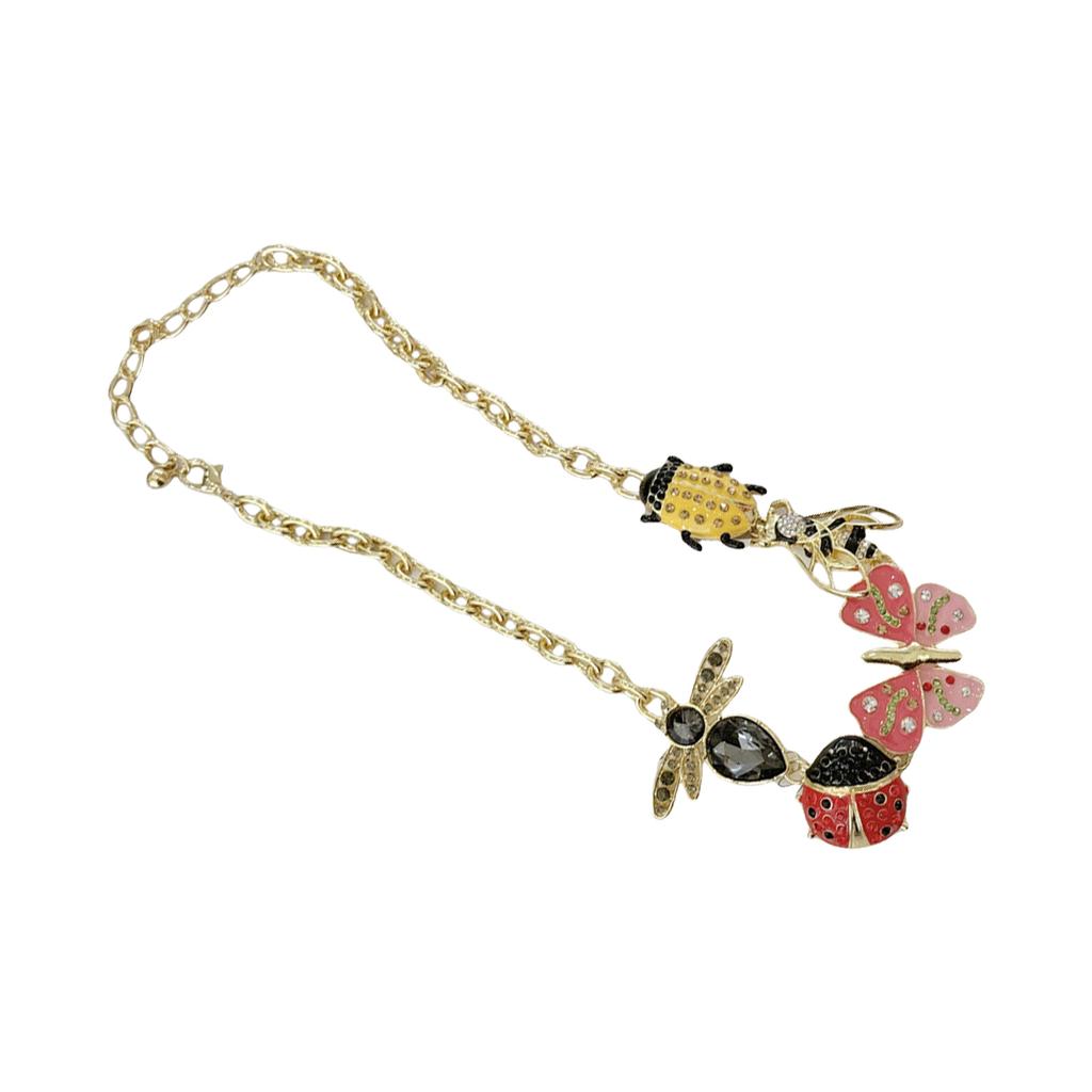 Vintage Punk Jewelry With Colorful Butterfly Ladybugs Charm For Women Handmade Necklace Adjustable Length Neckchain