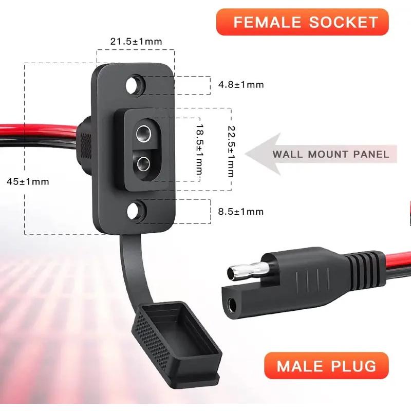 SAE Quick Connector Harness SAE Adapter Male Plug to Female Socket Cable 1FT 12AWG SAE Extension Cord