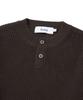 KNITTED Cotton Henley Neck Waffle Knit Brown