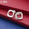 925 Sterling Silver Square Round Earrings Wedding Pendant Jewelry