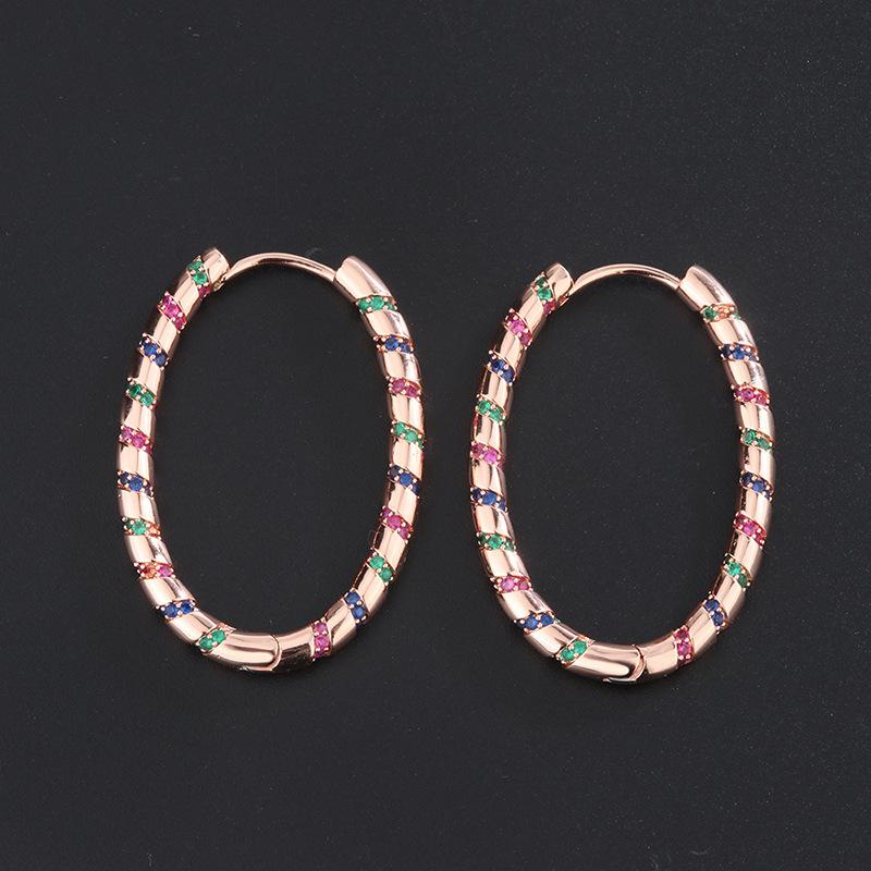 Large Circle Earrings Popular Micro-Set Oval Large Earrings Earrings