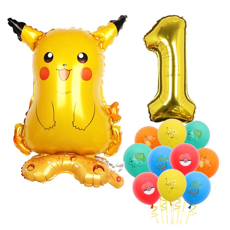 Standing Pokémon Pikachu Squirtle Child Elf Birthday Aluminum Film Printing Latex Balloon Gift