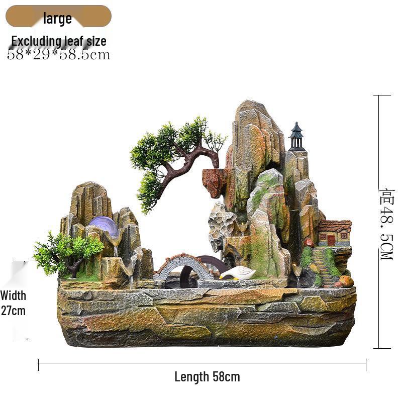 Rockery Water Fountain Feng Shui Wheel for Living Room, TV Cabinet, Office Tabletop