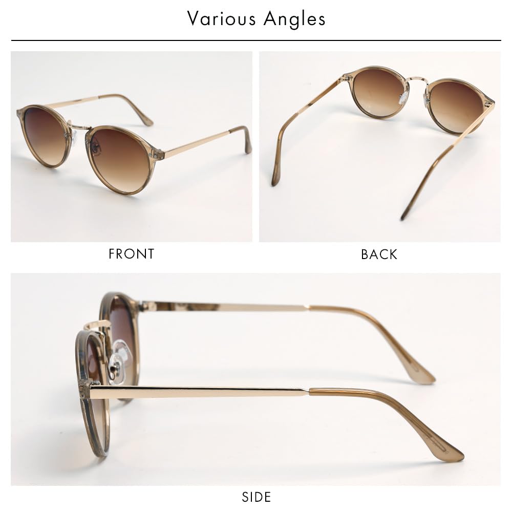 Clear Milky Khaki x Brown Half Fashion Glasses Sunglasses for Men and Combination UV Clear Colored Stylish Round [FashionBerry] 23. Boston-style