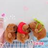 Stuffed Capybara Keychain with Hanging Buckle Cute Soft Fuzzy Mini Plush Animal Doll DIY Key Ring Holder Keychain Pendant Backpack