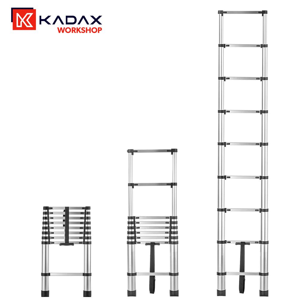 KADAX Escada telescópica de alumínio 2,6m 9 degraus