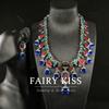 Heavy Industry Exquisite Rhinestone Inlaid with Colorful Leaves Atmospheric High-end Women's Versatile Necklace Earrings Set