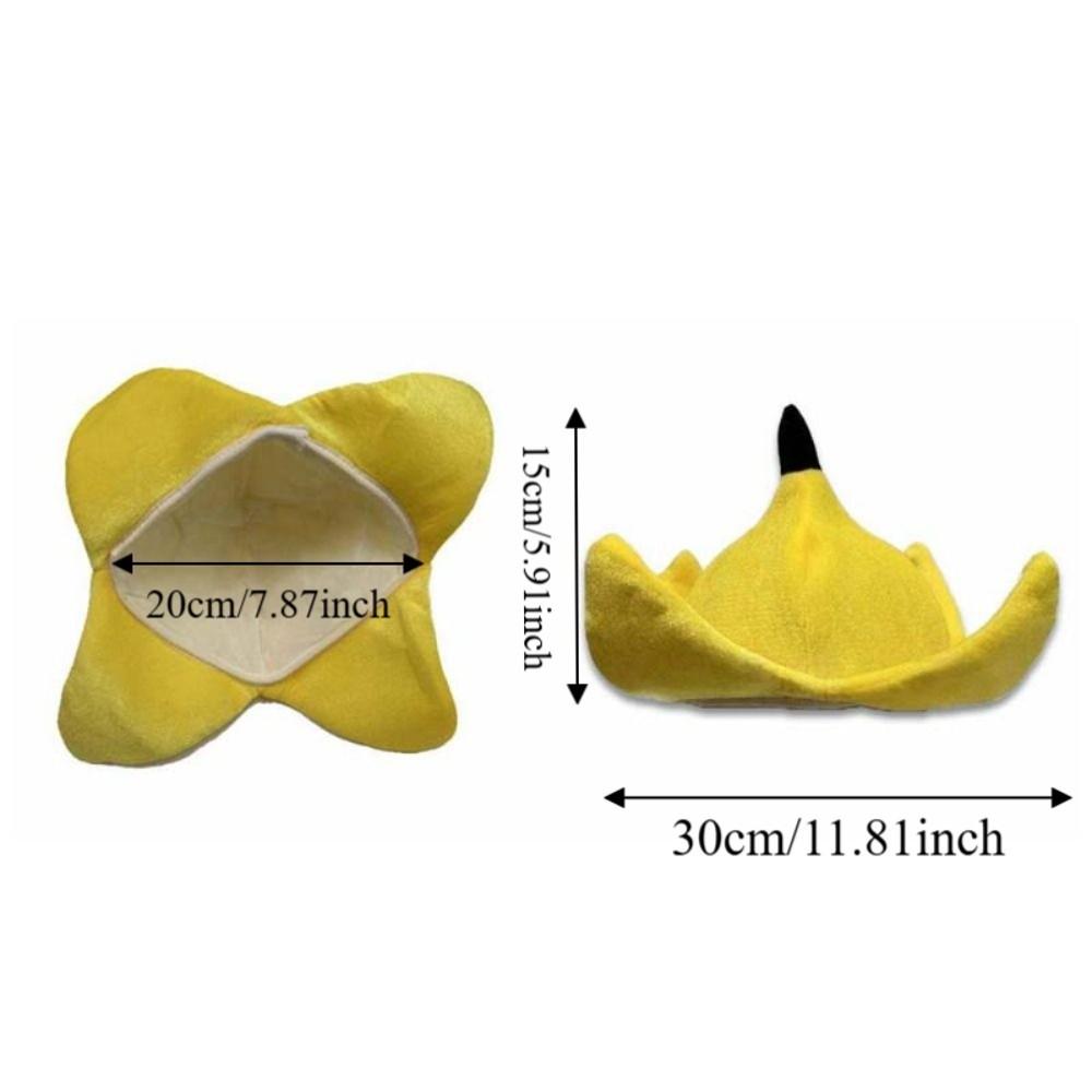 Soft Fabric Banana Hat Vibrant Yellow Design Comfortable Elastic Fit Funny Fruit Headgear Lightweight Breathable Lining