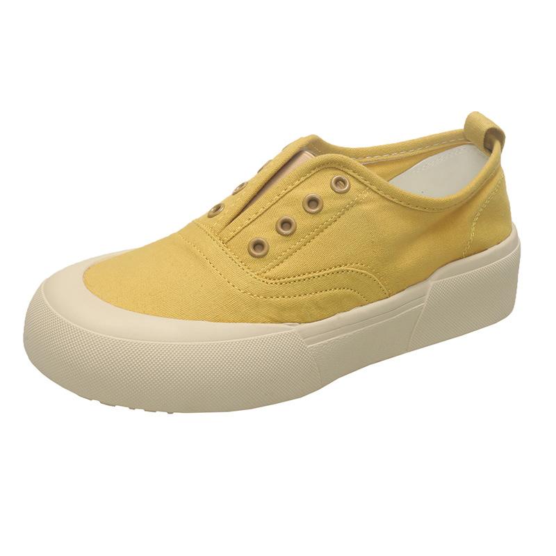 Canvas shoes women's 2025 new spring one-pedal lazy single shoes platform-soled casual women's shoes versatile board shoes