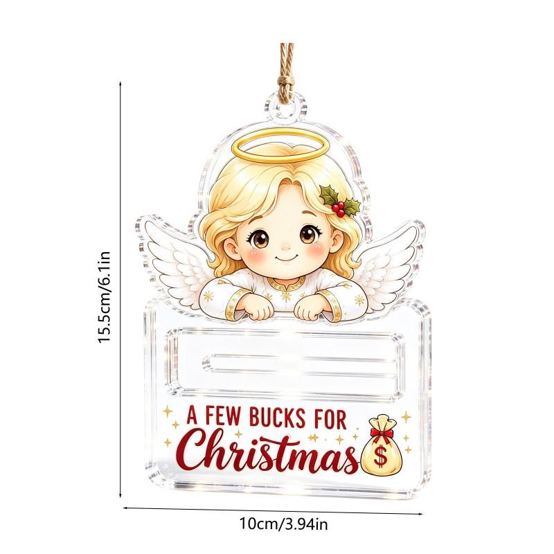 Acrylic Angel Christmas Ornament With Cash Pocket Tree Decoration Holiday Gift