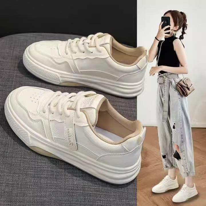 New Spring and Autumn Style of Internet Celebrity White Shoes for Women Internet Celebrity Versatile Comfortable and Casual Thick-soled Sports Shoes