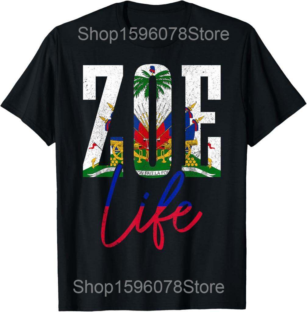 Lustiges Haiti Haitianische Flagge Karibik Souvenir T-Shirts Baumwolle Humor Streetwear T-Shirt Kurzarm Unisex Lockere Kleidung