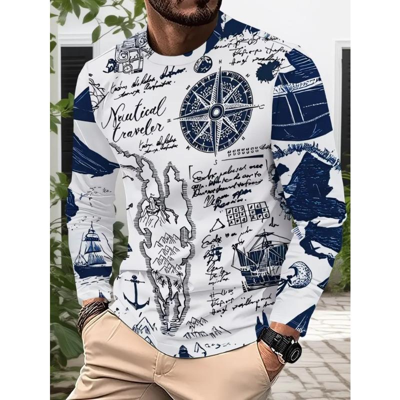 Autumn Men's 3D Printed Crew Neck Long Sleeve T-Shirt