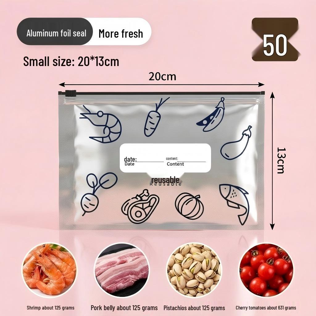 Aluminum Foil Food-Grade Zipper Storage Bag for Refrigerators and Freezers