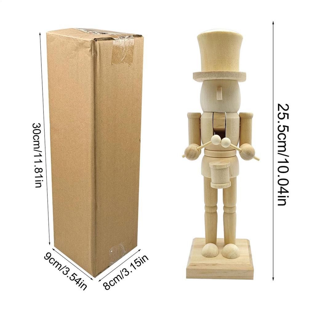 Wooden Nutcracker Statue Christmas Decoration Tabletop Ornament DIY Paintable Wooden Soldier Nutcracker Christmas Gifts For Kids