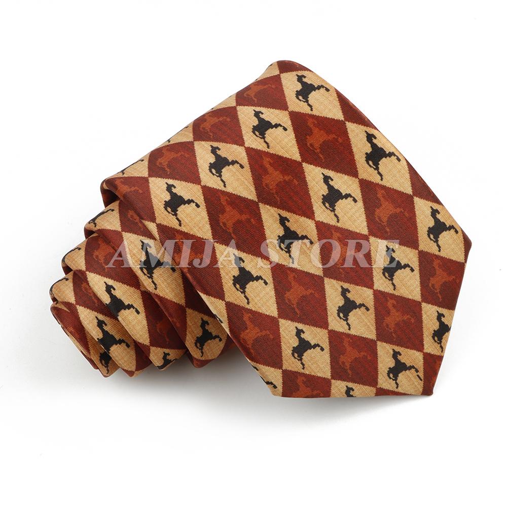 Krawaty Męskie Vintage Imitacja Jedwabiu Graffiti Krawat Panda Koń Malarstwo Krawat Dla Mężczyzn Ślub Biznes Miękki Nadruk Krawat Weddi