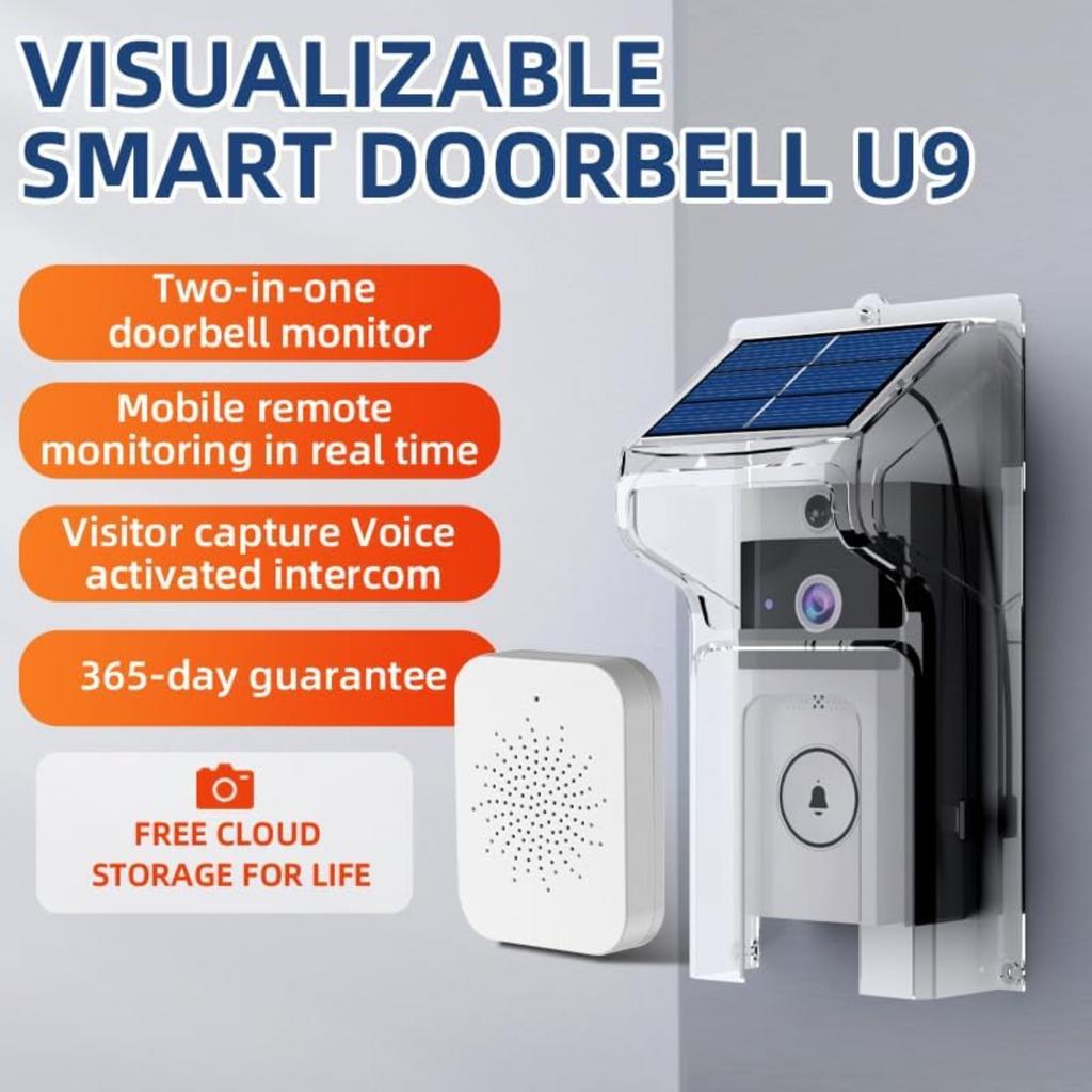 Video Doorbell Camera Wireless with Doorbell Rain Cover with Solar Charger Compatible,Outdoor Front Door Camera for Home Security,AI Human Detection