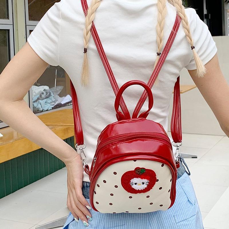 Red Polka Dot Cat Backpack Bag Women's New Spring and Summer High-end Niche Design College Wind Backpack