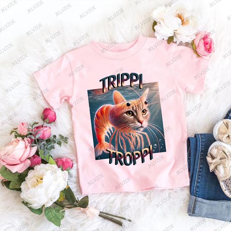 Cappuccina Ballerina Funnu Italian Brainrot Meme Cotton Children Tshirt Summer Sports Tees Boys Girls Clothes Casual Kids Tops