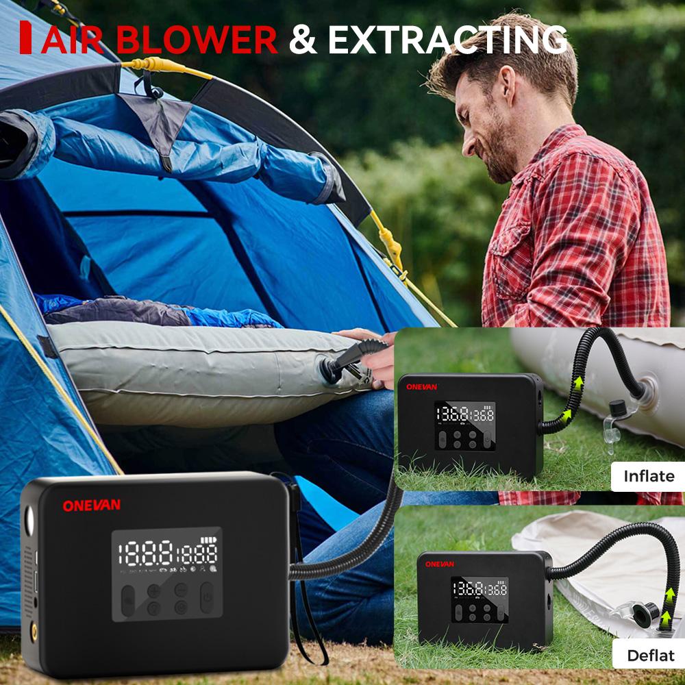 ONEVAN 2IN1 Cordless Car Air Pump High Power Dual Inflatable 160PSI DC12V With Digital Pressure Air Car Compressor Car Tire