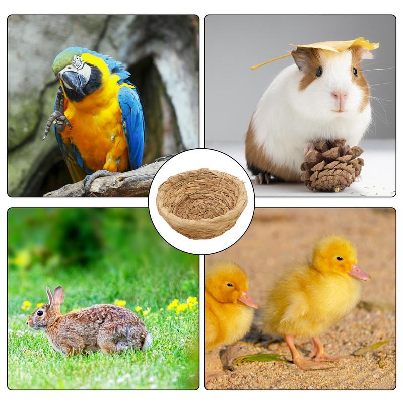 Breeding Nest For Birds Hand Woven Flat Base Straw Bird Nest Hatch House Bird Shelter Bird Cage Accessories Bird Hut