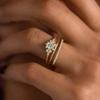Simple Small Fresh Copper Zircon Ring Three-Piece Fashionable Personalized Ring
