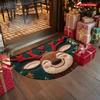 VIAMA Christmas Reindeer Semi-circular Floor Mat Anti-slip Entrance Rug Winter Bathroom Kitchen Floor Pad Home Decoration