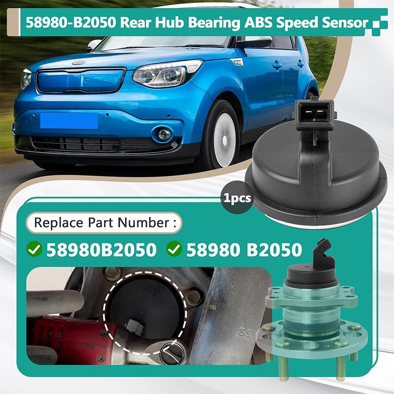 

58980-B2050 Rear Hub Bearing Abs Speed Sensor Compatible With Kia Soul 2014-2019 And Soul Ev 2015-2019 Black 1
