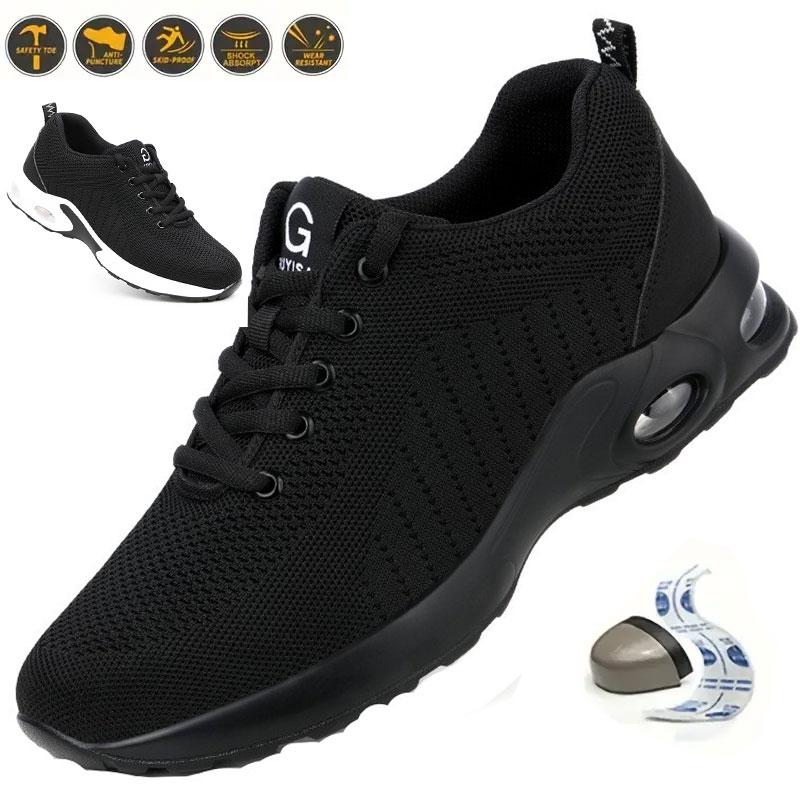 Safety Shoes For Men Breathable Work Sports Shoes Steel Toe Mining Boots Anti-Smash Puncture Resistant Safety Protection Shoes