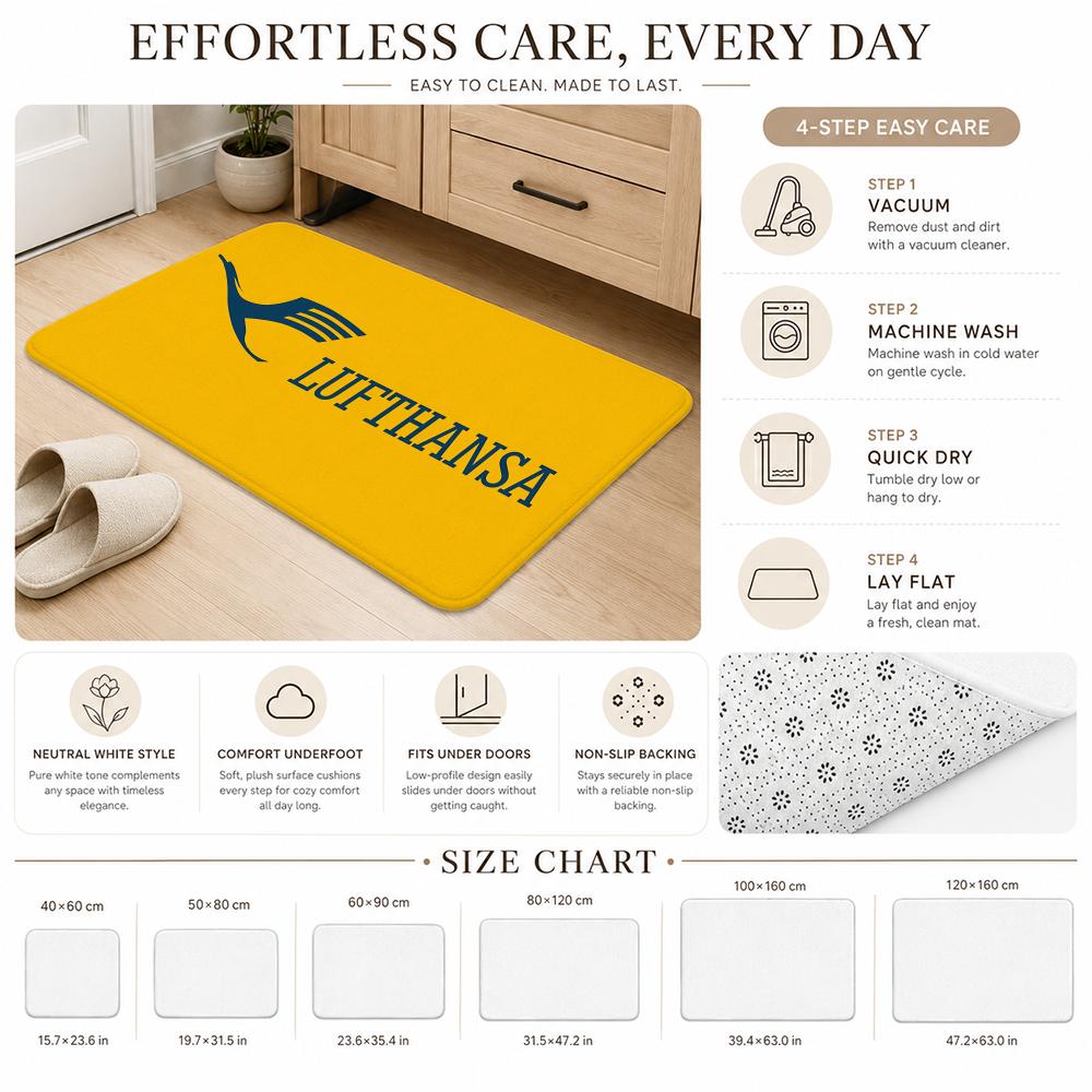 Airline Brand L-LufthansaS Floor Mat Non-Slip Absorbent Floor Mat Decorative Rug for Home Bathroom Bedroom Entryway