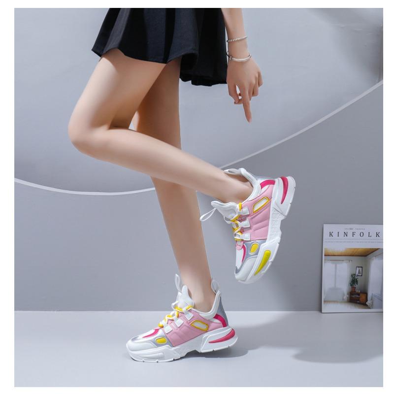 New Color Block Dad Shoes Women Chunky Platform Sneakers Fashion Casual Height Increasing Shoes