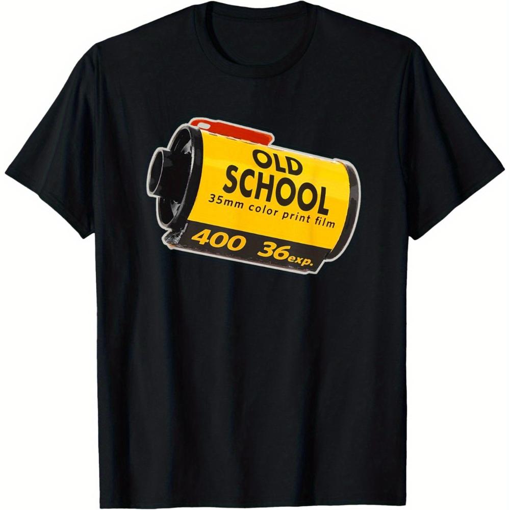 

Old School Photography TShirt Unisex Casual Round Neck Outdoor Short Sleeve TShirt with Slight Stretch S