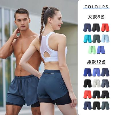 Pantaloni scurți sport pentru bărbați, stil european și american, de vară, cu uscare rapidă, cu strat dublu, pentru maraton, sport, fitness