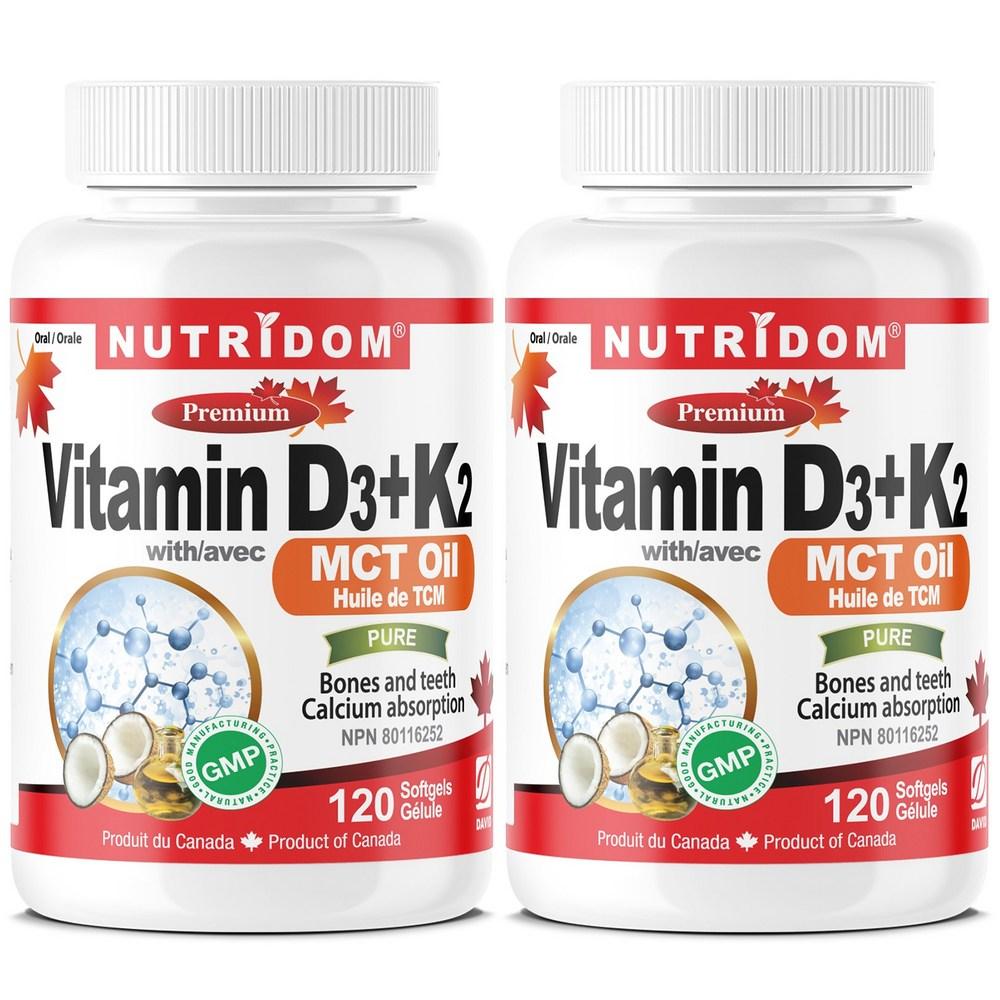 D3K2 N175 2 Pack Nutridom Vitamin D3 1000IU K2 120MCG 120 Softgels 2 Pcs 120 Tablets