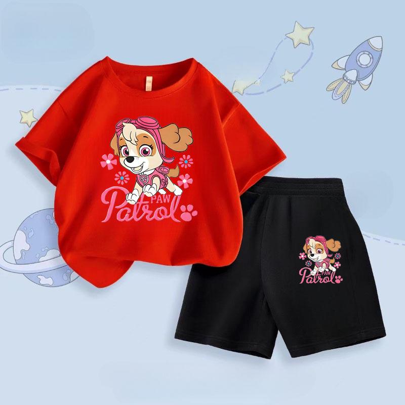 Paw Patrol Summer New Children's Short Sleeve Clothing Set, Two-Piece Shorts Set, Breathable Casual Outfit
