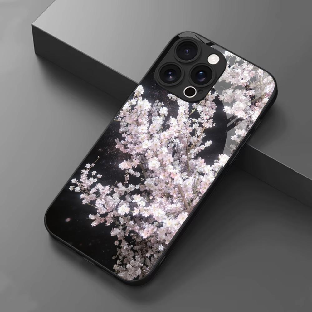 White Cherry Blossom Atmosphere Phone Case for Glass for Iphone 17 Pro Max for iPhone 17 16 15 14 13 Pm Pro Plus