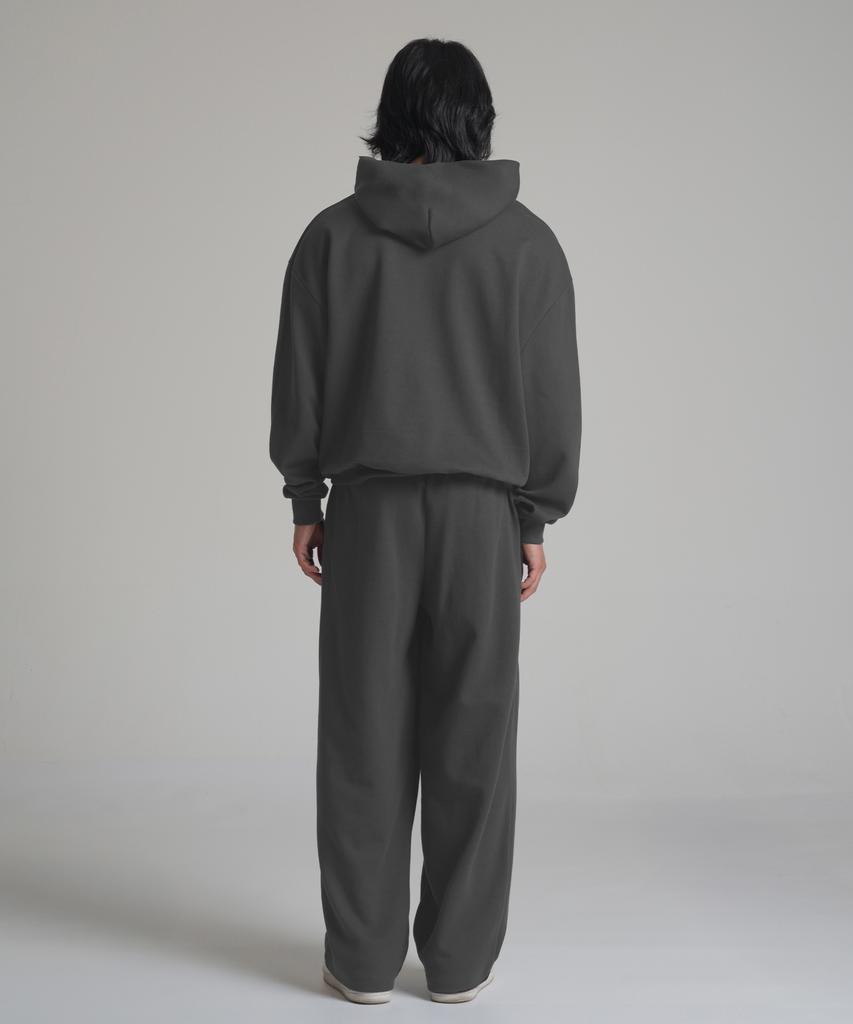 Noming One-Pleat Wide Sweatpants - Charcoal