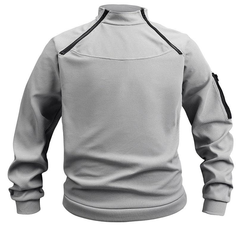Mens Fleece Sweatshirt Military Casual Long Sleeve  Knit Pullover Loose Windproof Workout