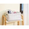 Black White Lines Canvas Storage Basket Decorative Organizing Bin with Handles Rectangular Recycled Polyester Easy Clean Home