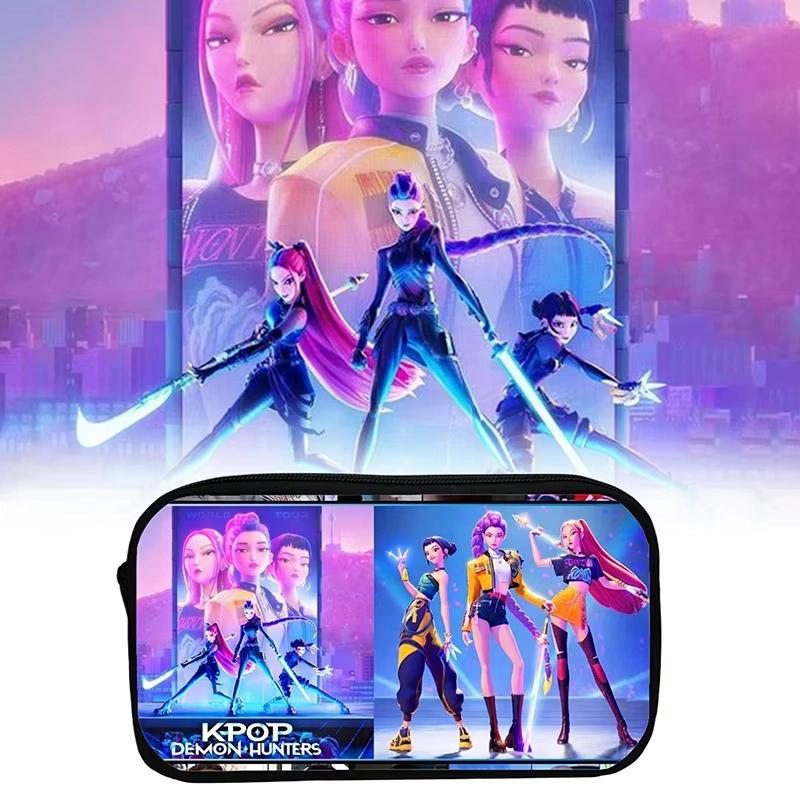 1 Piece Boy Girl Retro Large Capacity Pencil Pouch Kpop Demon Hunters Zipper Pencil Case School Stationery Storage Bag
