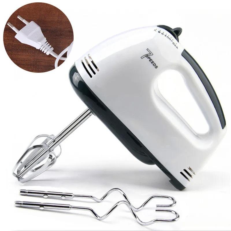 

Handheld Electric Egg Beater 7-Speed-120W Copper Motor Mini Mixer with Dual Beaters For Whipping/Baking/Dough Mixing EU белый