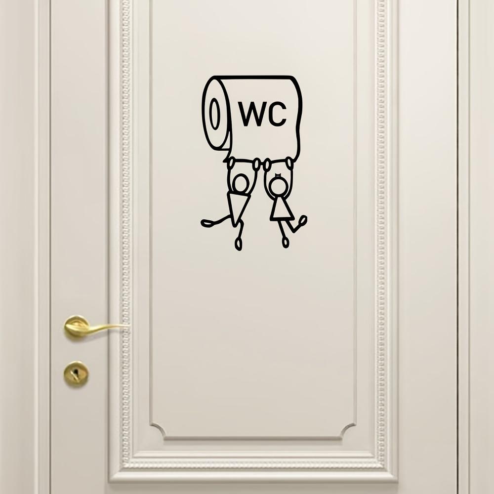 1pc Cartoon "WC" Vinyl Sticker Humorous Toilet Wall Art Glossy Finish Geometric Pattern Ideal for Bathroom Decor And Accessories