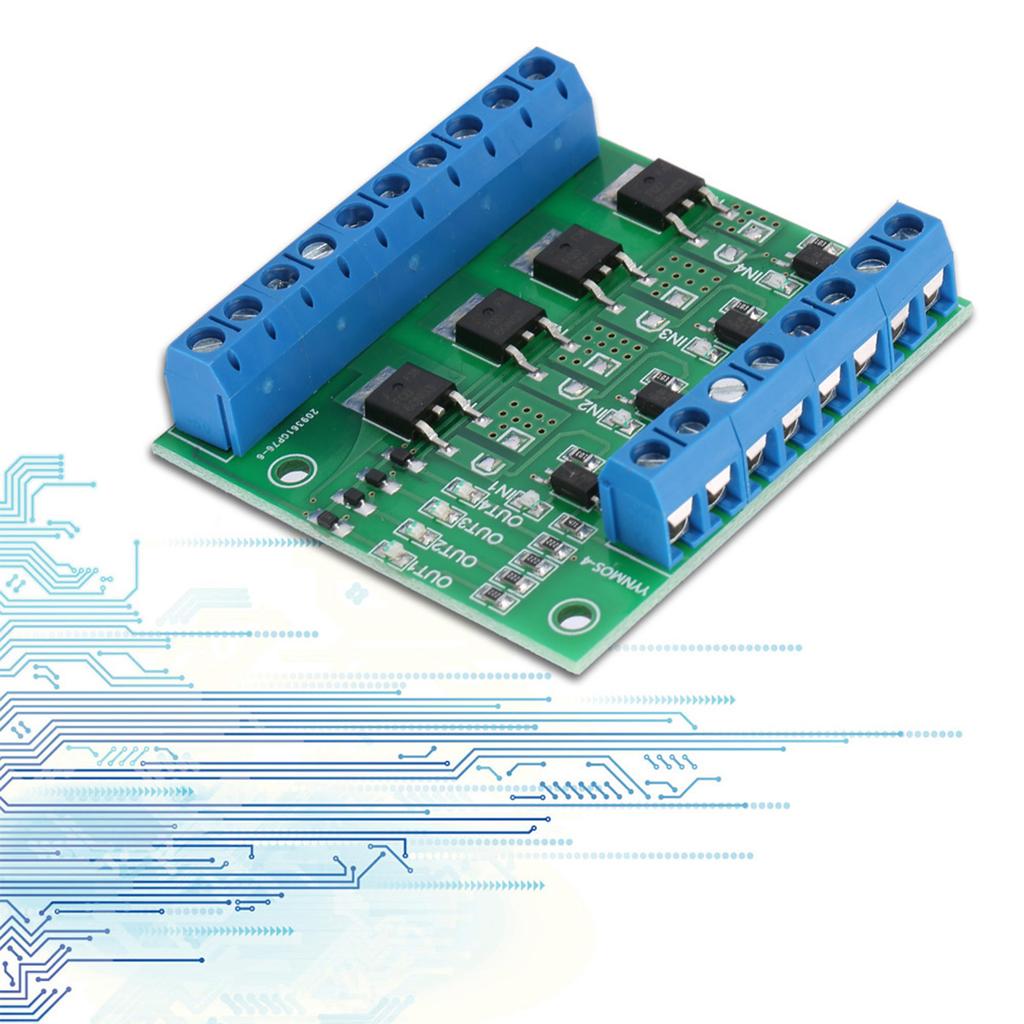 PWM 4-Channel MOS FET Module PLC Amplifier Circuit Board Driver Module 3-20V to 3.7-27VDC 10A