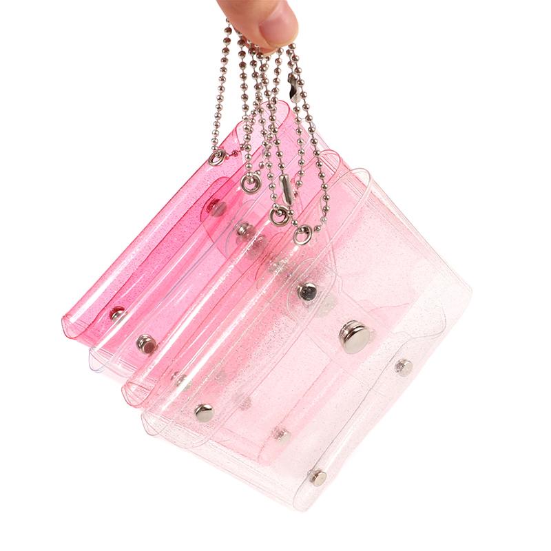 Glitter Transparent Coin Purse Pvc Photo Card Wallet For Girls Clear Mini Hasp Change Pouch Keychain