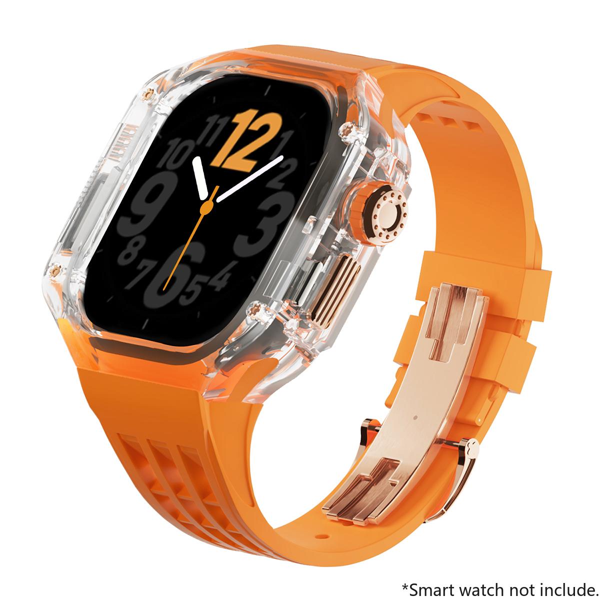 

Luxury Transparent Case for Apple Watch Ultra 3 2 1 49mm Mod Kit Stainless Steel Buckle Band for iWatch 8 7 6 5 4 Modification 49mm-For Ultra