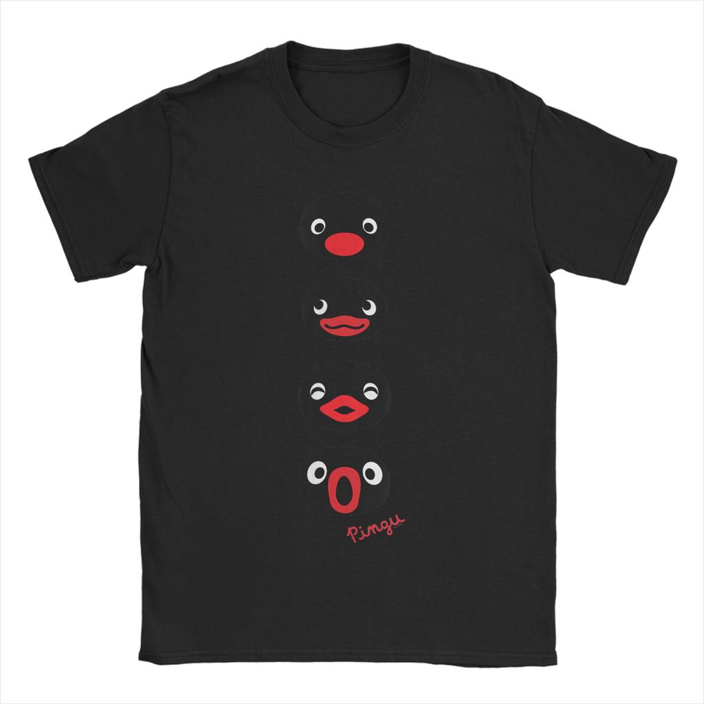 Amazing Pingu Faces of Pingu T-Shirt for Men O Neck Pure Cotton T Shirt Short Sleeve Tees Summer Tops