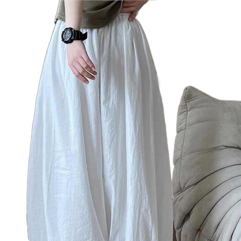 Plus Size Loose Lantern Pants for Women - White, Wide-Leg Design for Spring, Summer, and Autumn